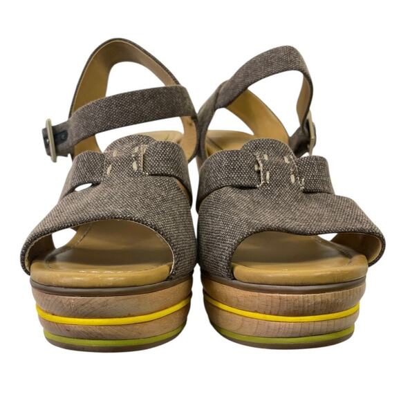 See by Chloe Canvas Slingback Sandals Wooden Platform Heel EUR 40 US 10 Summer - Picture 9 of 16